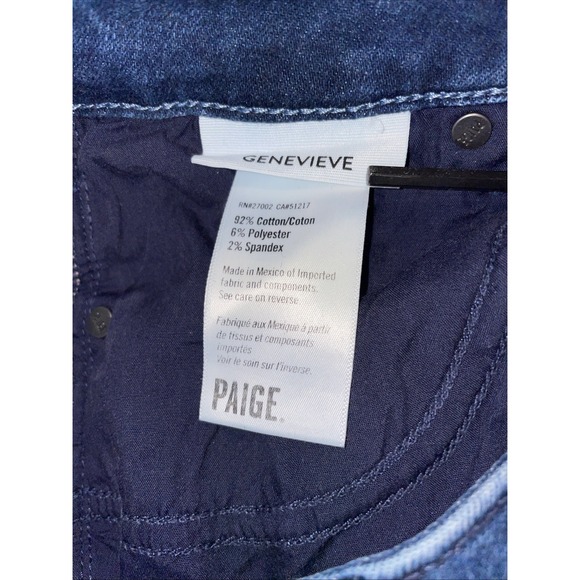 Paige Jeans Womens 28 Blue Genevieve Flare High Rise Dark Wash Boho Stretch - Picture 4 of 12